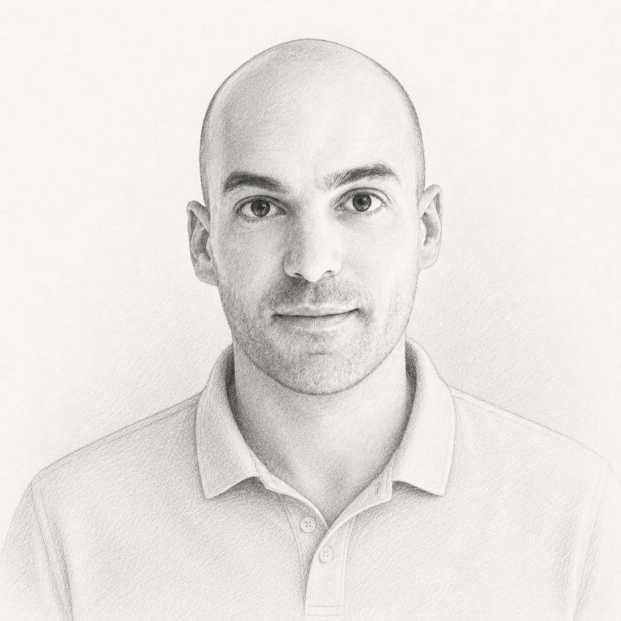 Portrait de Laurent Bellenguez, dessin au crayon